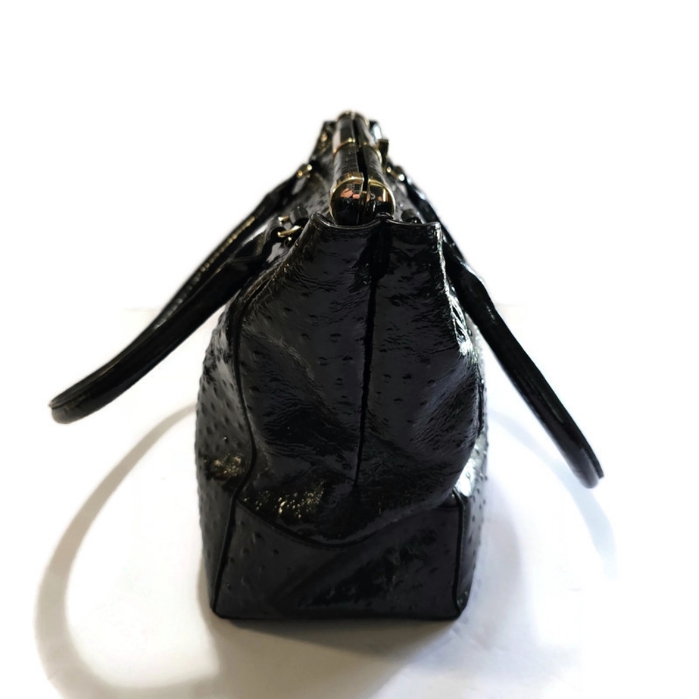 Kate Spade Knightsbridge Constance Leather Satchel Black Ostriche Patent, - Picture 4 of 16